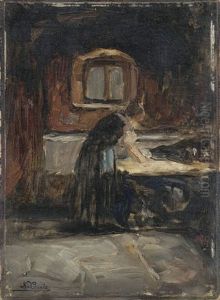 Buglerin In Einer Waschkuche by Nikolaus Gysis