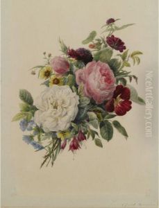 A Still Life With Roses And Other Flowers by Geraldine Jacoba Van De Sande Bakhuyzen