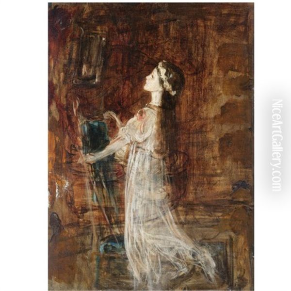 Young Girl Kneeling On A Chair - view 1
