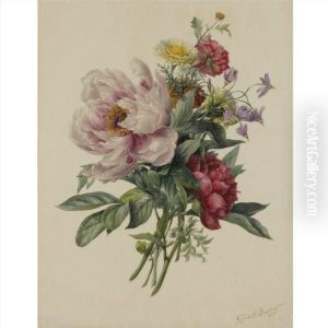 A Still Life With Peonies And Other Flowers by Geraldine Jacoba Van De Sande Bakhuyzen