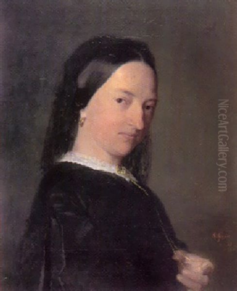 Portrat Einer Dame In Dunklem Kleid Mit Weisem Kragen - view 1