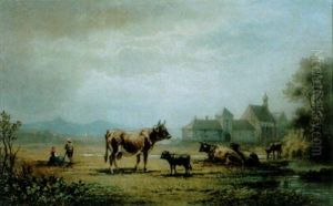 Sommerliche Landschaft Mit Kuhen