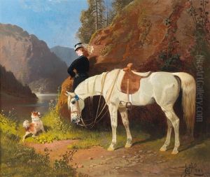 Resting By The Lakeside by Hans (Johann) Haag