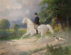 Eleganter Reiter, Begleitet Von Seinem Hund by Hans (Johann) Haag