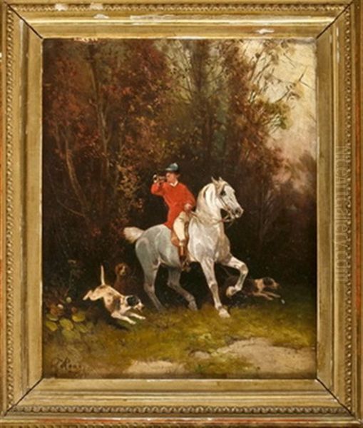 Parforcehorn Blasender Reiter Mit Bracken - view 1