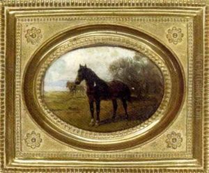 A Dark Brown Hunter In A Landscape by Hans (Johann) Haag