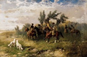 Lovascsapat (group Of Horsemen) by Hans (Johann) Haag