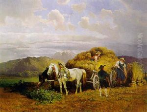 Erntewagen Wird Mit Weizengarben Beladen by Hans (Johann) Haag