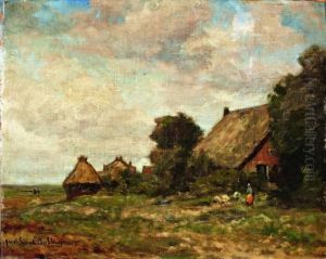 Boerin Op Landerf Bij Exloo, Drenthe by Julius Jacobus Van De Sande Bakhuyzen