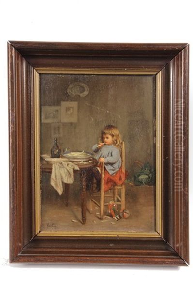 Girl In High Chair Eating Asparagus - view 1