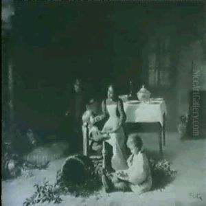 Kitchen With Children Enjoying Rip                          Cherries