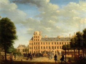 Ansicht Vom Buitenhof In Den Haag Mit Dem Jungen Prinz Willem V. In Seiner Kutsche