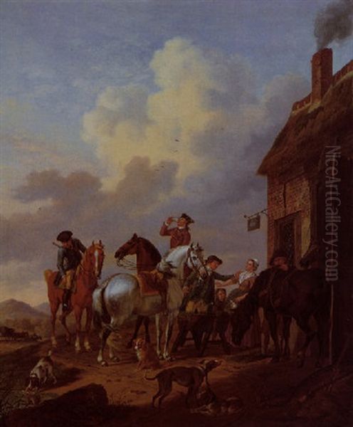 A Hunting Party Taking Refreshment Outside An Inn - view 1