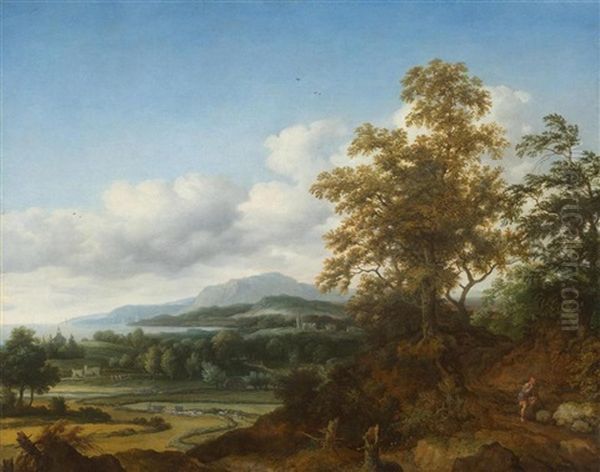 View Of A Lake Landscape With A Group Of Trees In The Foreground - view 1