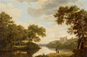 Idyllische Flusslandschaft Mit Einer Burg by Joris van der Haagen or Hagen