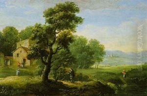 Bewaldete Landschaft Mit Rastenden Bewaldete Landschaft Mit Rastenden
