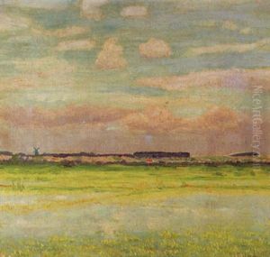 Sommertag Mit Blick Auf Die Quelkhorner Muhle by August Haake