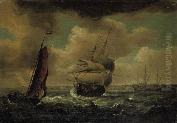 A Royal Naval Frigate And Other Shipping In The Channel Offdover - view 1