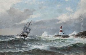Seilskute Ved Lille Praesteskjaer Fyr by Lauritz Haaland