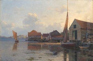 Fiskevaer Pa Kvitsoy by Lauritz Haaland