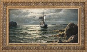 Sailing Ship By The Coast by Lauritz Haaland