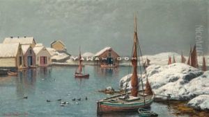 En Vinterdag I Havnen by Lauritz Haaland