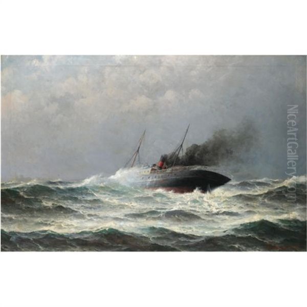 Steamship In Heavy Seas - view 1