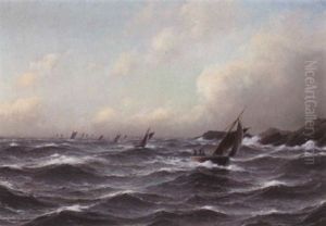 Frisk Seilas Med Smabater by Lauritz Haaland