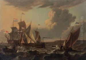 Navires Pres D'un Rivage Sur Une Mer Agitee