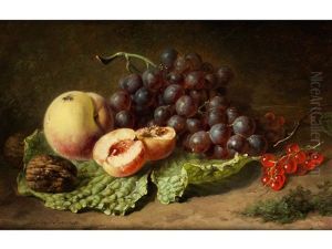 Stillleben Mit Trauben, Pfirsichen Und Johannisbeeren by Adriana Johanna Haanen