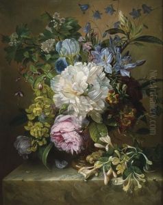 Summer Flowers On A Marble Ledge Summer Flowers On A Marble Ledge