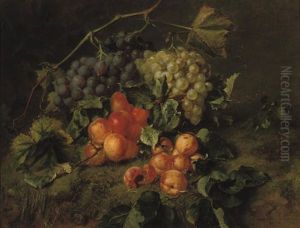 Grapes And Apricots On A Forest Floor by Adriana Johanna Haanen