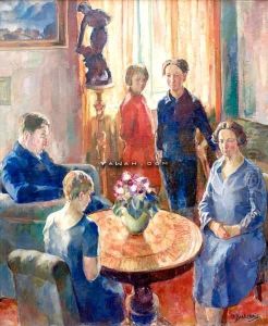 Familieportrett I Interior Olje Pa Lerret by Normann Bakkehaug
