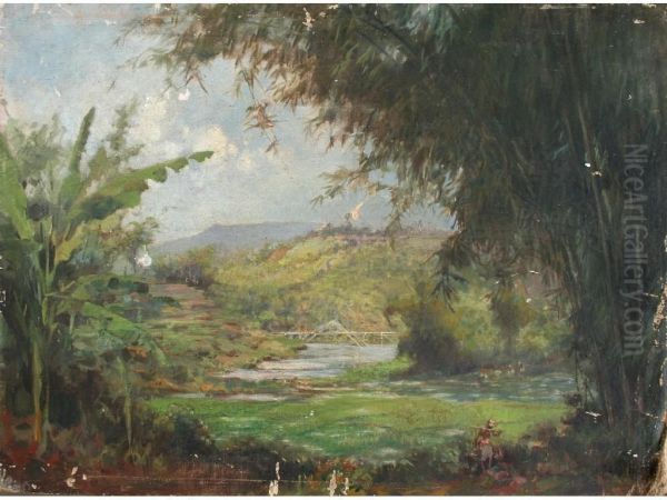 Figure In An Indonesian Landscape - view 1