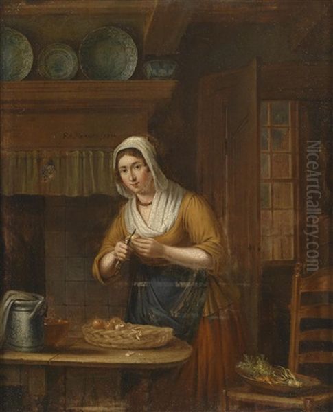 Schwester Des Gillis V. H. Beim Apfelschalen In Der Kuche - view 1