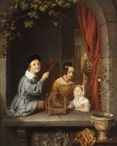 Playing With The Pet Bird by Elisabeth Alida van Haanen