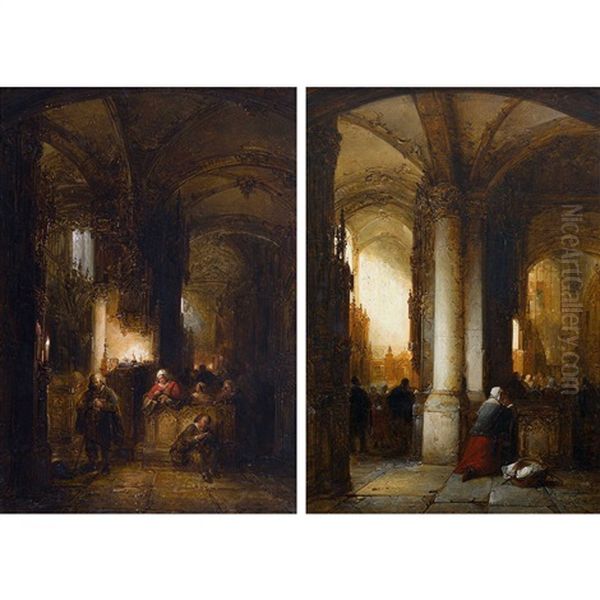 Kircheninterieurs Mit Betenden. Gegenstucke - view 1