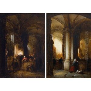 Kircheninterieurs Mit Betenden. Gegenstucke by George Gillis van Haanen