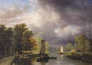 River View With Thunderclouds by George Gillis van Haanen