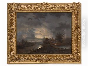 Moonlit Landscape by George Gillis van Haanen