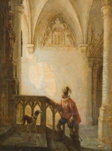 Kircheninterieur Mit Kavalier Und Hund by George Gillis van Haanen