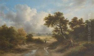 Pecheur Et Son Chien Avant L'orage by George Gillis van Haanen