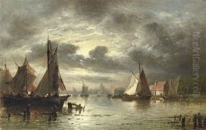 Shipping At Nightfall by George Gillis van Haanen
