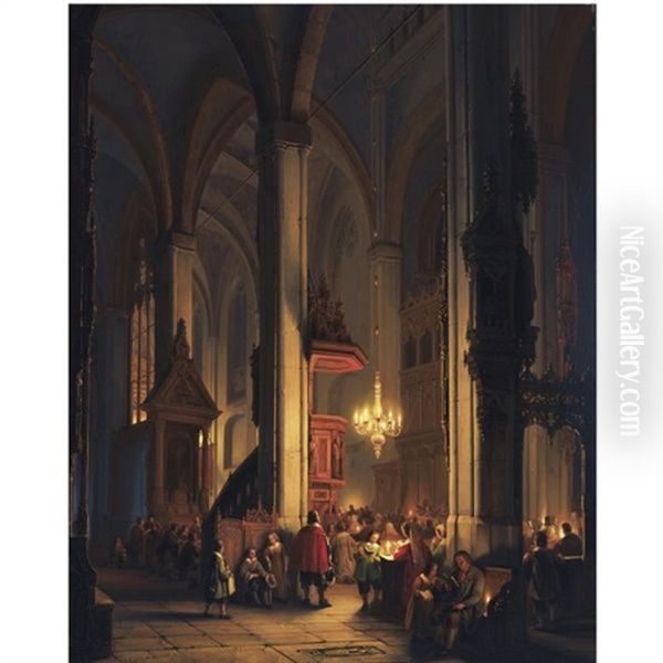 Evening Service In A Gothic Church - view 1