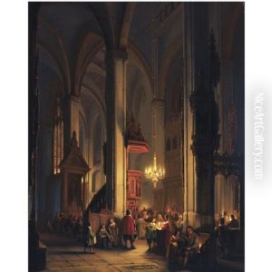 Evening Service In A Gothic Church