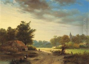 Sommerliche Landschaft Mit Figurlicher Staffage