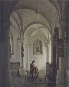 Figures In A Church by George Gillis van Haanen