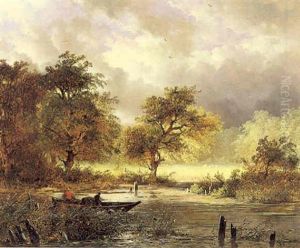Gewitterstimmung Uber Einer Fluslandschaft by George Gillis van Haanen