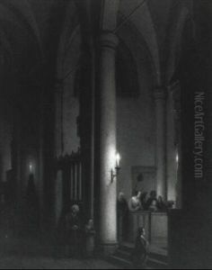 Kerkinterieur Bij Kaarslicht Kerkinterieur Bij Kaarslicht