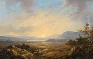 Open Landscape At Sunset by Remigius Adriannus van Haanen